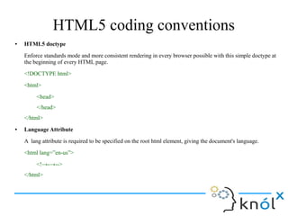 HTML5, CSS, JavaScript Style guide and coding conventions | PPT