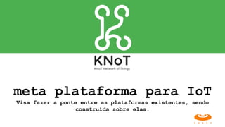 meta plataforma para IoT
Visa fazer a ponte entre as plataformas existentes, sendo
construída sobre elas.
 
