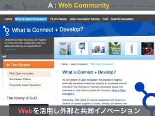 A : Web Community
Webを活用し外部と共同イノベーション
 