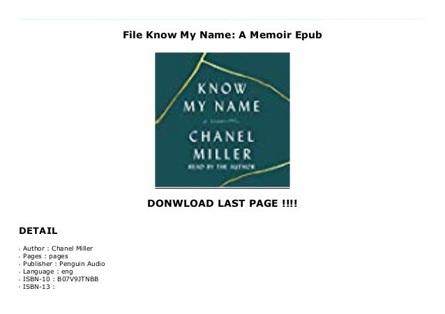 Know My Name A Memoir Download Free Ebook