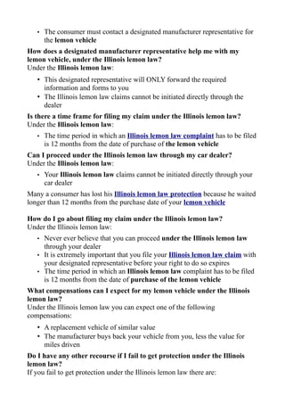 Know Your Illinois Lemon Law Rights