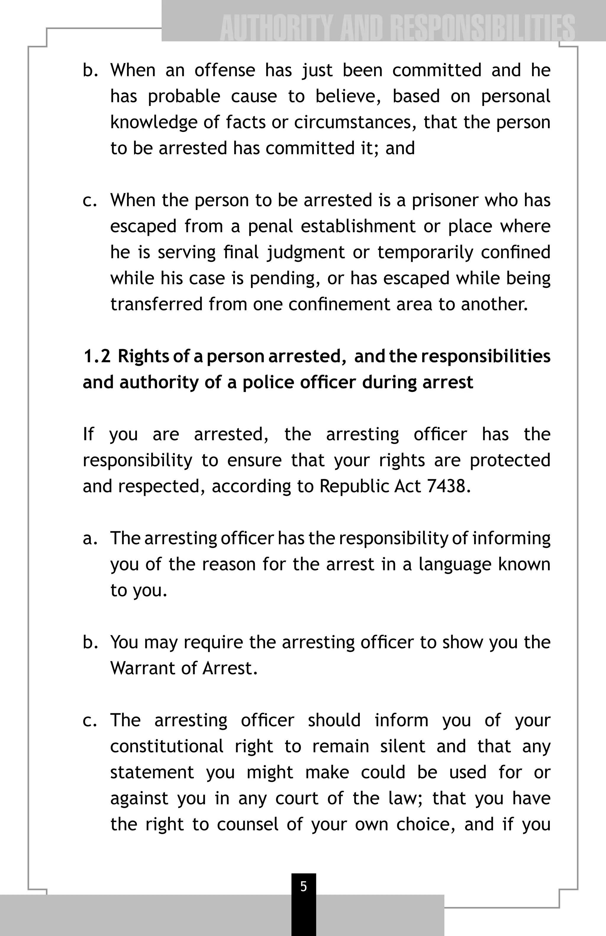Know Your Rights when you are Arrested | PDF