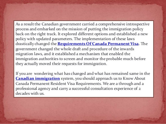 Know about canada permanent resident visa requirements