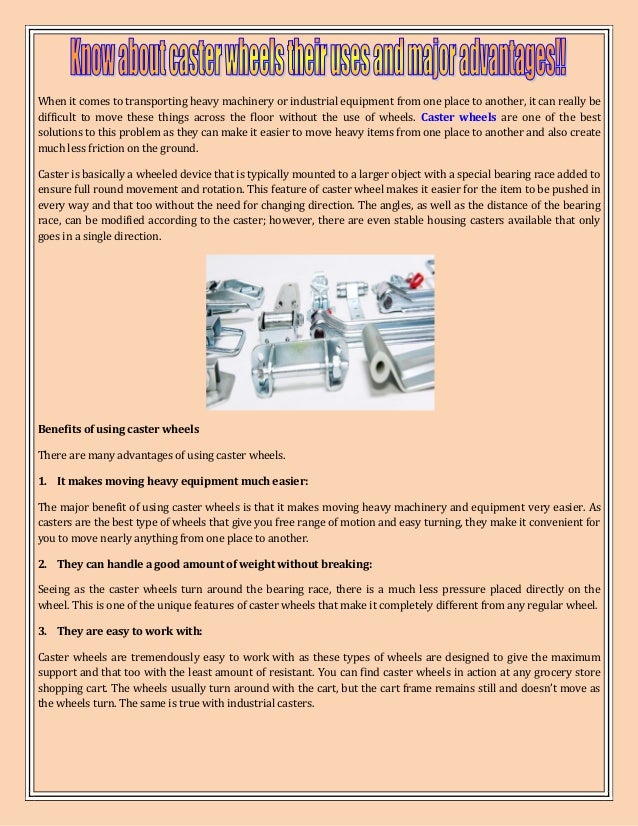 Know about caster wheels their uses and major advantages!!