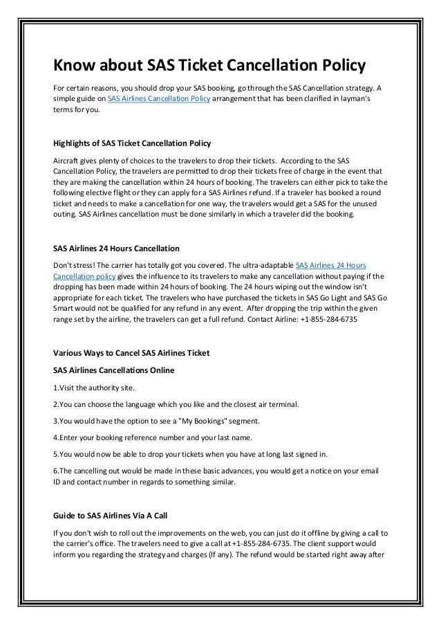Know about sas ticket cancellation policy