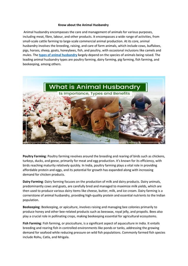 Know about the Animal Husbandry.pdf Free Download