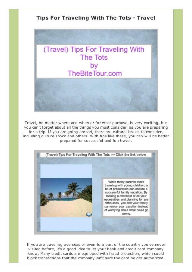 Plan A Vacation Tips For Traveling With The Tots