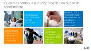 Competitividad:
Calidad de vida:
Desarrollo de los
“innovation hubs”:
Fortalezas
económicas:
 