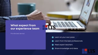 Share knowledge and ideas
Meet expert teachers
Learn from the best professionals
Learn at your own pace
What expect from
our experience team
Provide best service