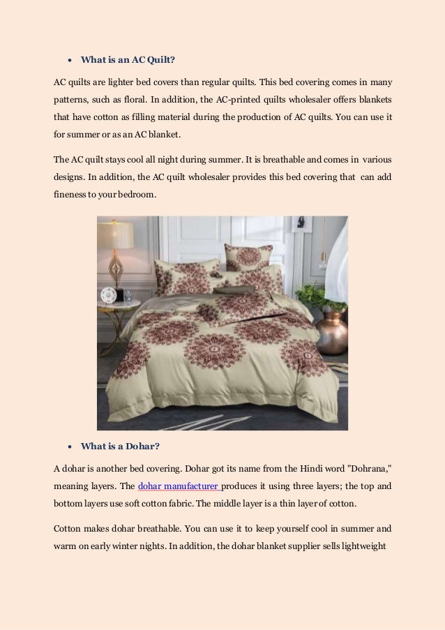Know Difference Between Summer Quilt, Ac Quilt, Dohar, or Comforters