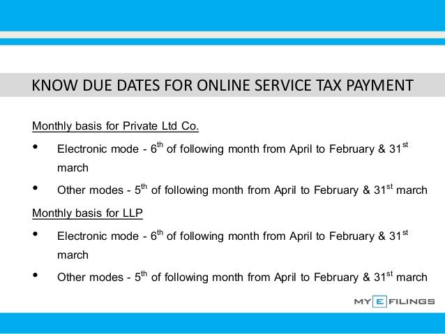 Due Date for Payment of Service Tax & Late Payment Penalty - PDF Free Download service tax online payment due date