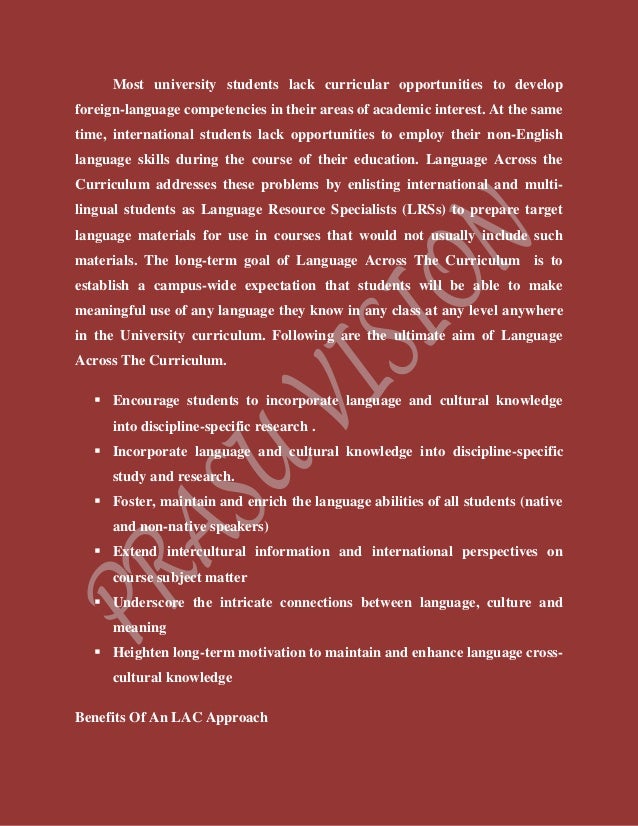 Knowing Language Across The Curriculum