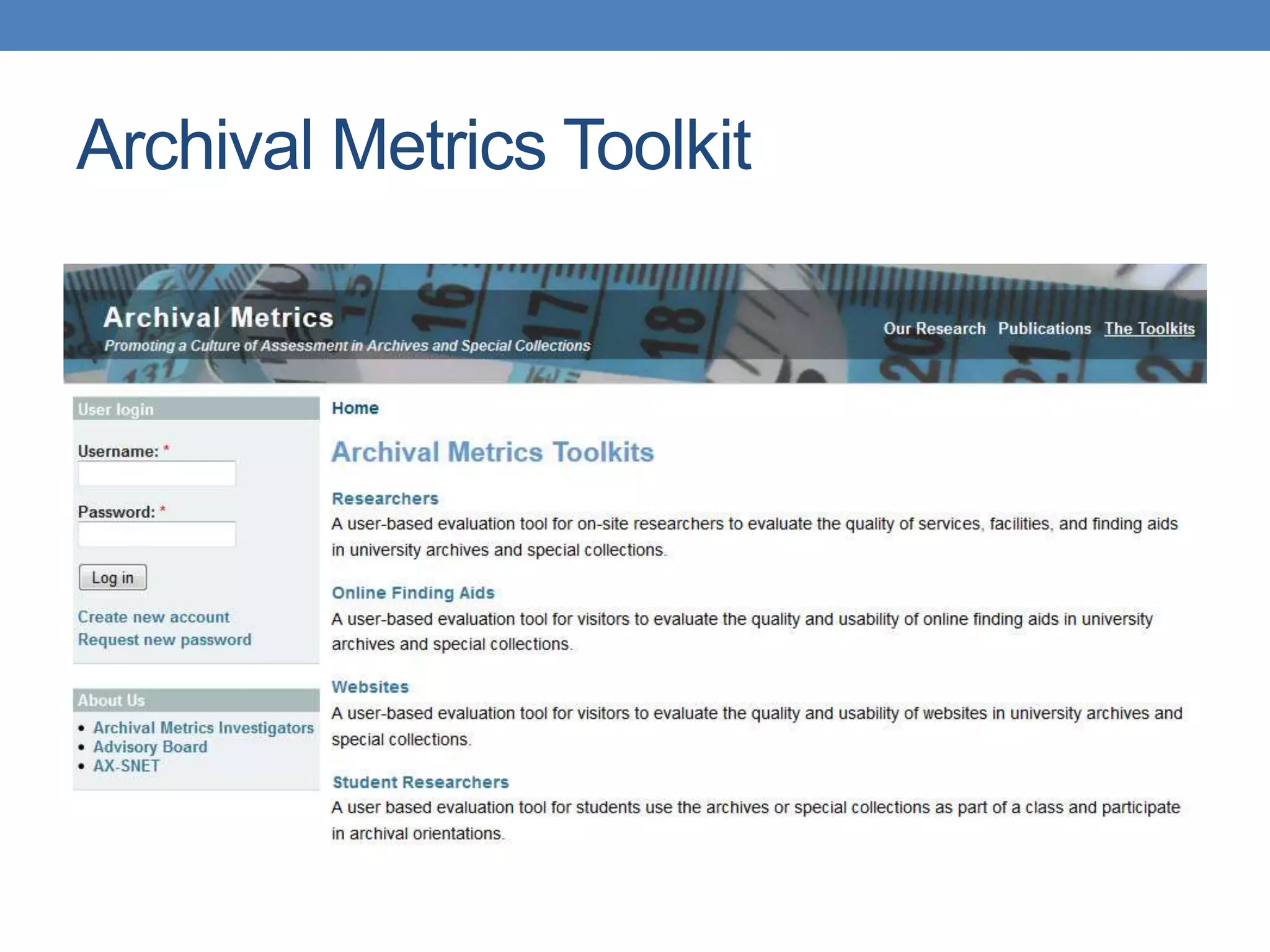 Archival Metrics Toolkit 
 