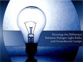 Knowing the Difference 
Between Halogen Light Bulbs 
and Incandescent Lamps 
 