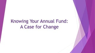 Knowing Your Annual Fund:
A Case for Change
 
