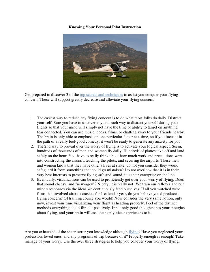 Knowing your personal pilot instruction