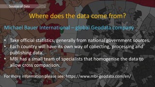 Where does the data come from?
Sources of Data
Michael Bauer International – global Geodata company
• Take official statis...