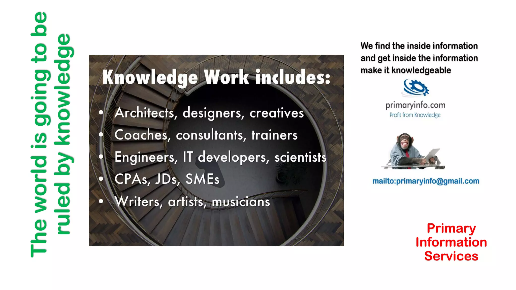 The
world
is
going
to
be
ruled
by
knowledge
Primary
Information
Services
 