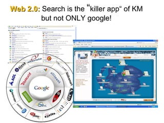 Web 2.0:  Search is the  “ killer app“ of KM but not ONLY google! 