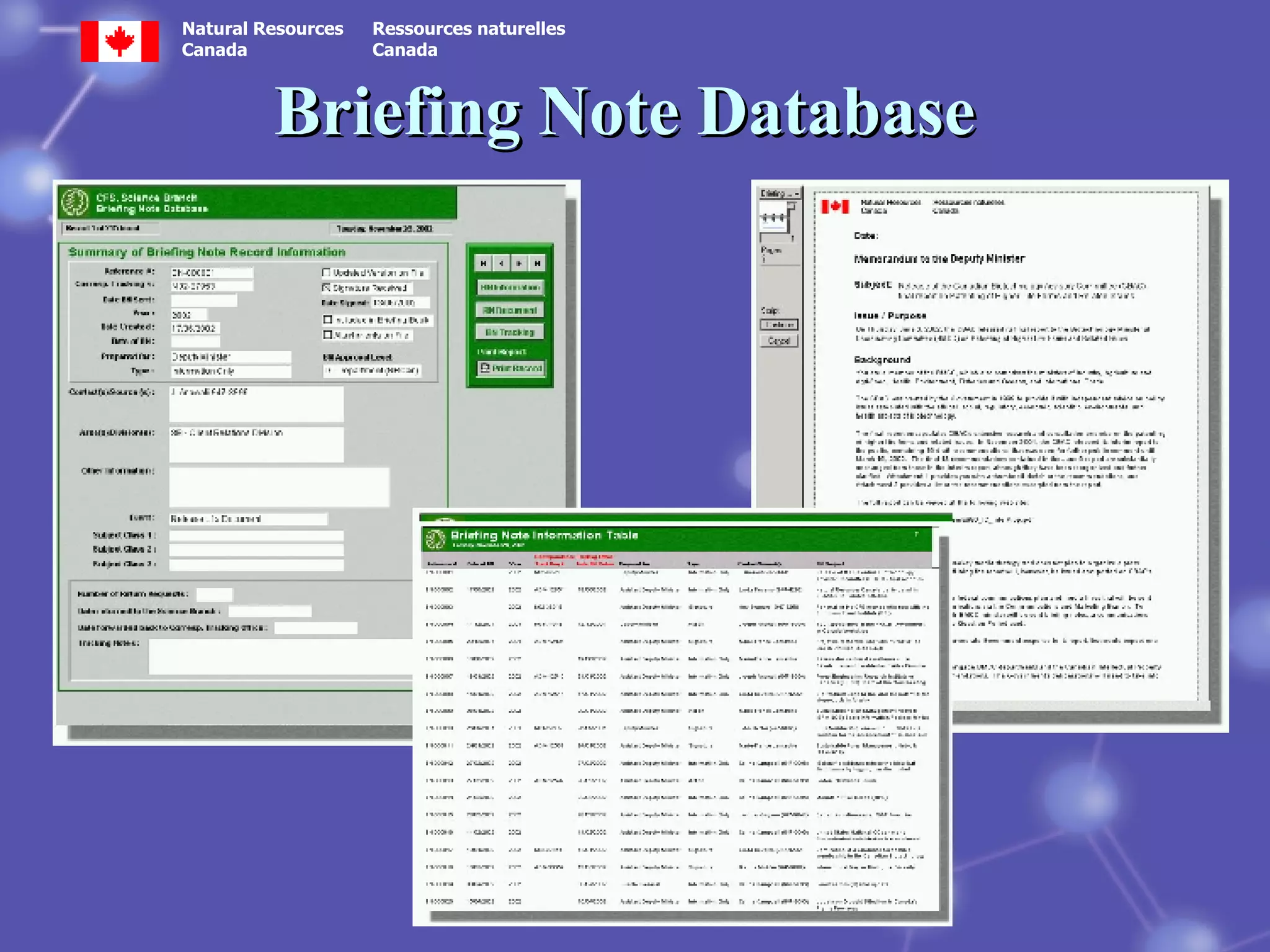 Briefing Note Database 