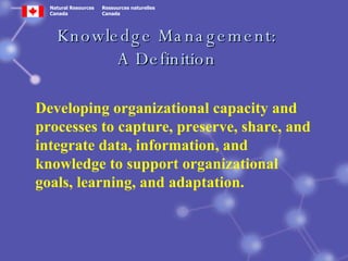 Knowledge Management Program in the Canadian Forest Service | PPT