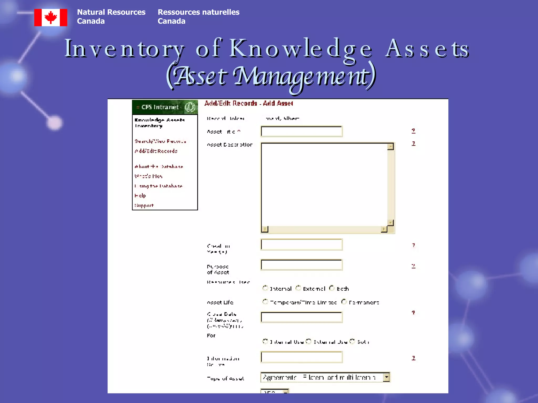Inventory of Knowledge Assets (Asset Management) 