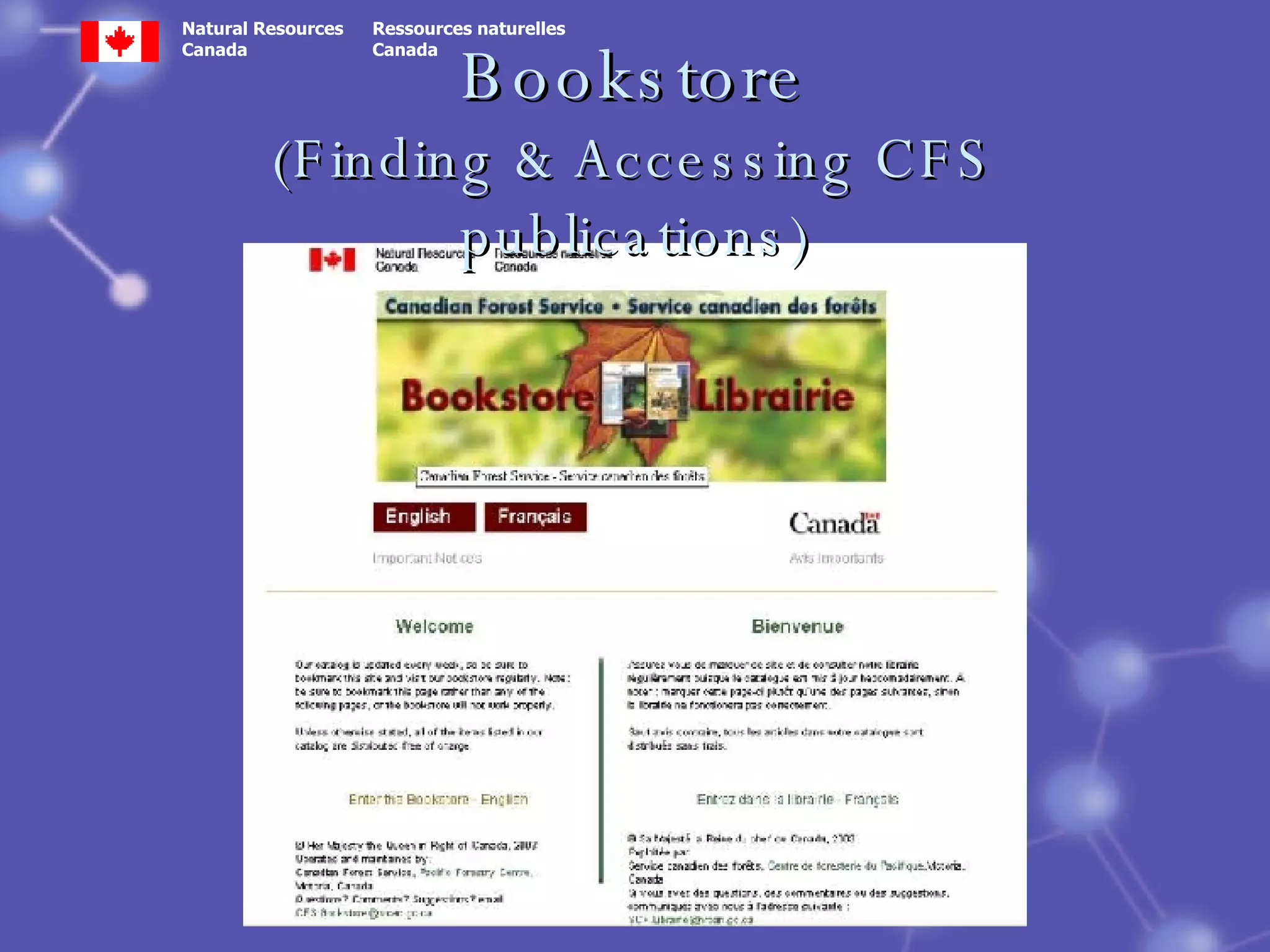 Bookstore (Finding & Accessing CFS publications) 