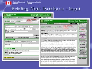 Briefing Note Database - Input 