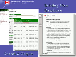 Briefing Note  Database Search & Outputs 