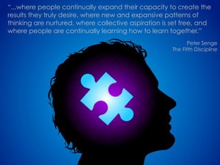 “...where people continually expand their capacity to create the
results they truly desire, where new and expansive patter...
