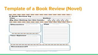 Template of a Book Review (Novel)
 