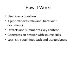 SharePoint Knowledge Agent Functional Features | PPTX