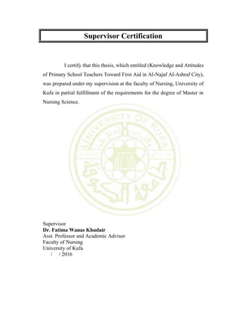Knowledge and attitudes of primary school teachers toward first aid in ...