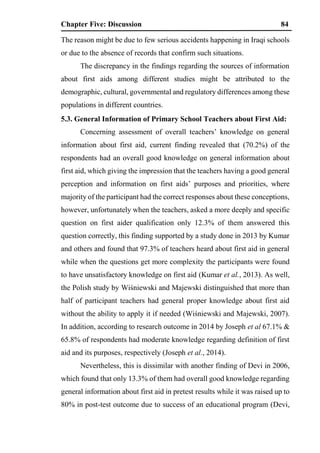 Knowledge and attitudes of primary school teachers toward first aid in ...