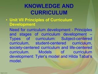 Knowledge and curriculum syllabus | PPTX