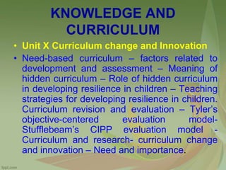 Knowledge and curriculum syllabus | PPTX