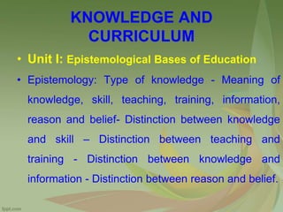 Knowledge and curriculum syllabus | PPTX