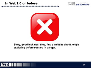 Internet for the rescueThanks to Internet, now the people we meet in one day can be more than that of Socrates’ whole life.On what level has the world changed?Especially after the buzz word Web2.0 comes out.17