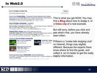 How Internet shape the worldBe visible onlineWeb2.0 technologies make the Internet user friendly, so the content is user generated, which means more people are visible online.18
