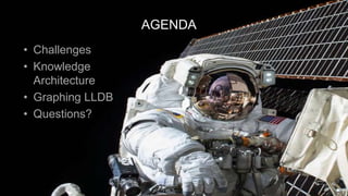 AGENDA
• Challenges
• Knowledge
Architecture
• Graphing LLDB
• Questions?
2
 