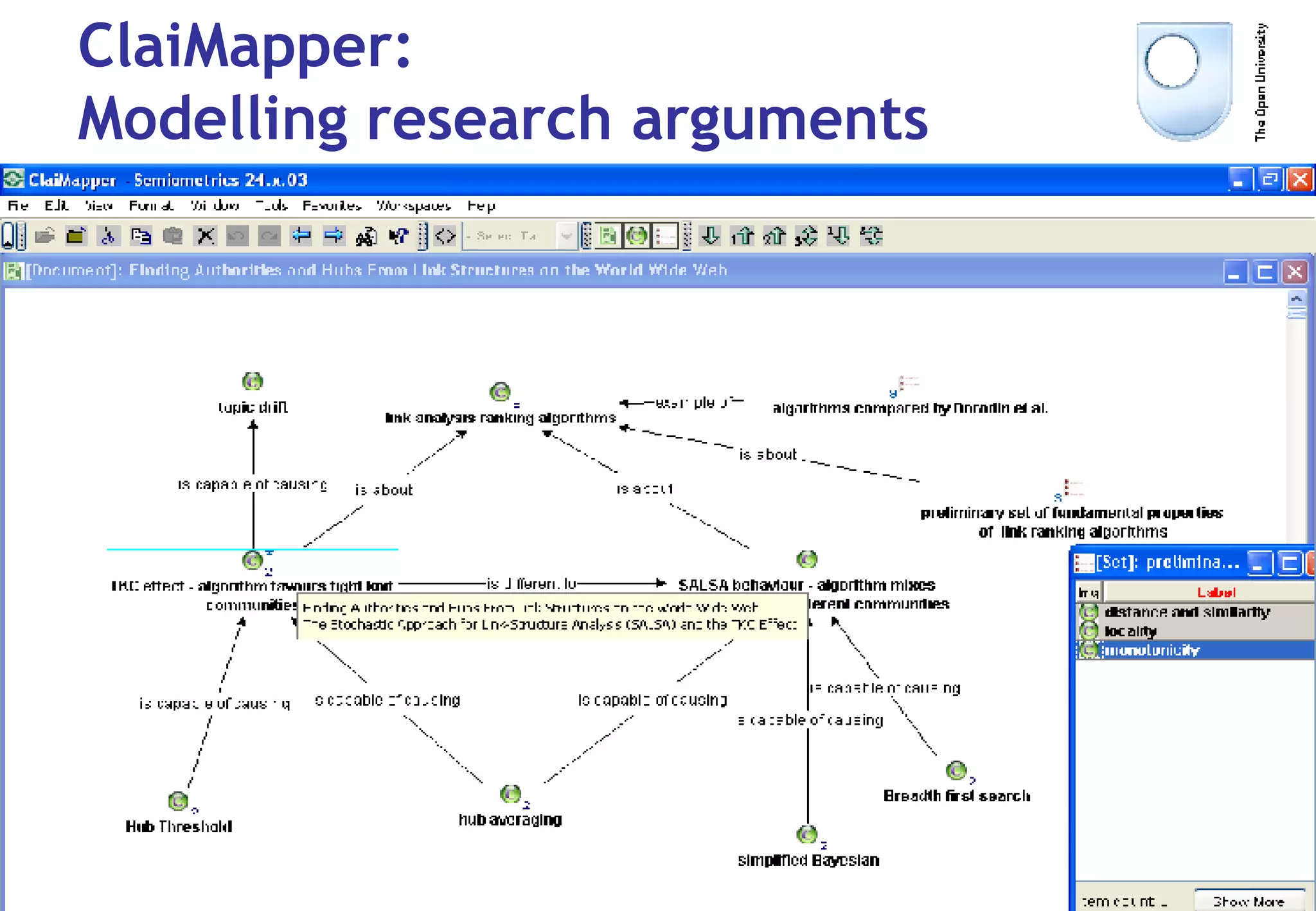 ClaiMapper:  Modelling research arguments 