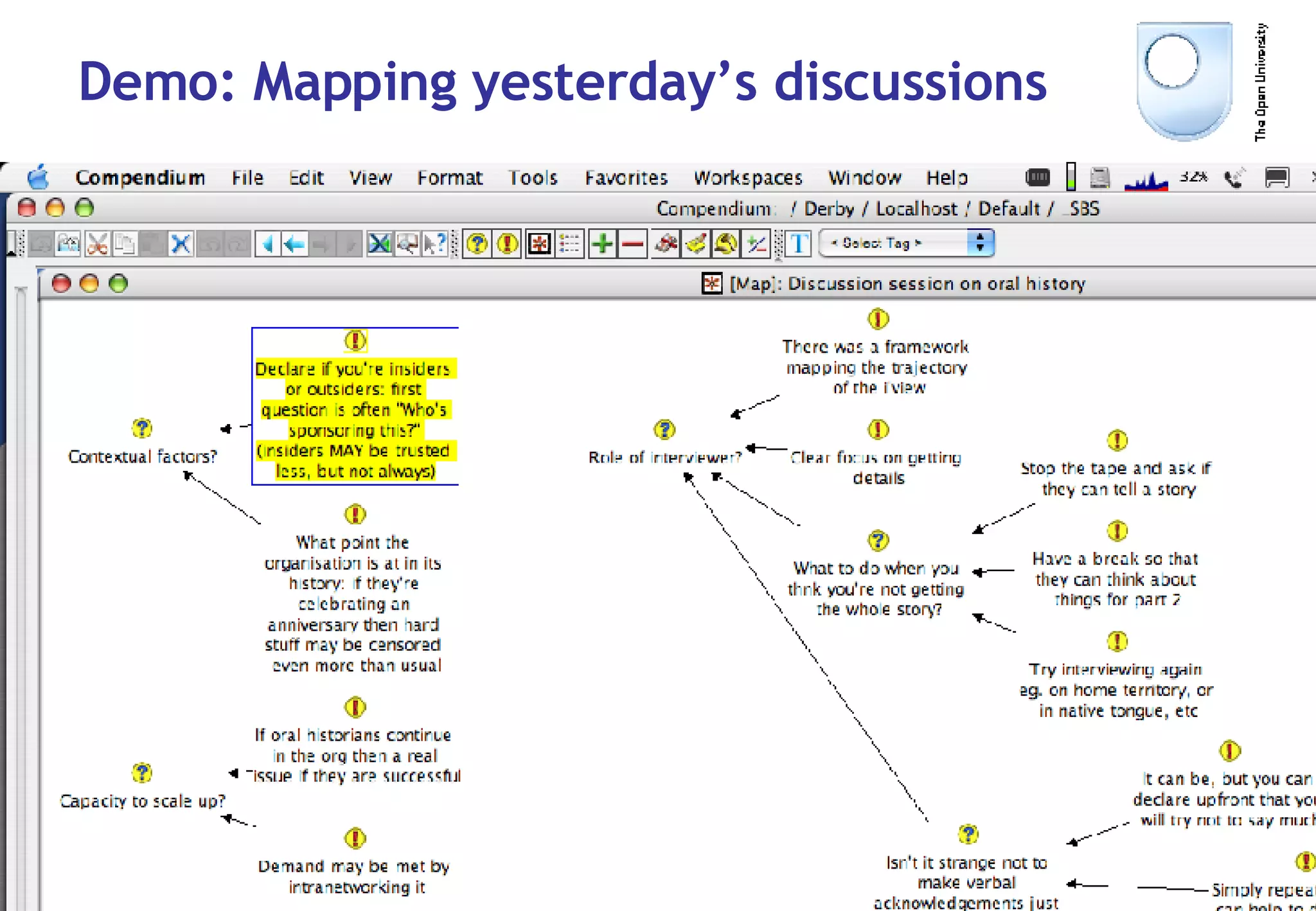 Demo: Mapping yesterday’s discussions 