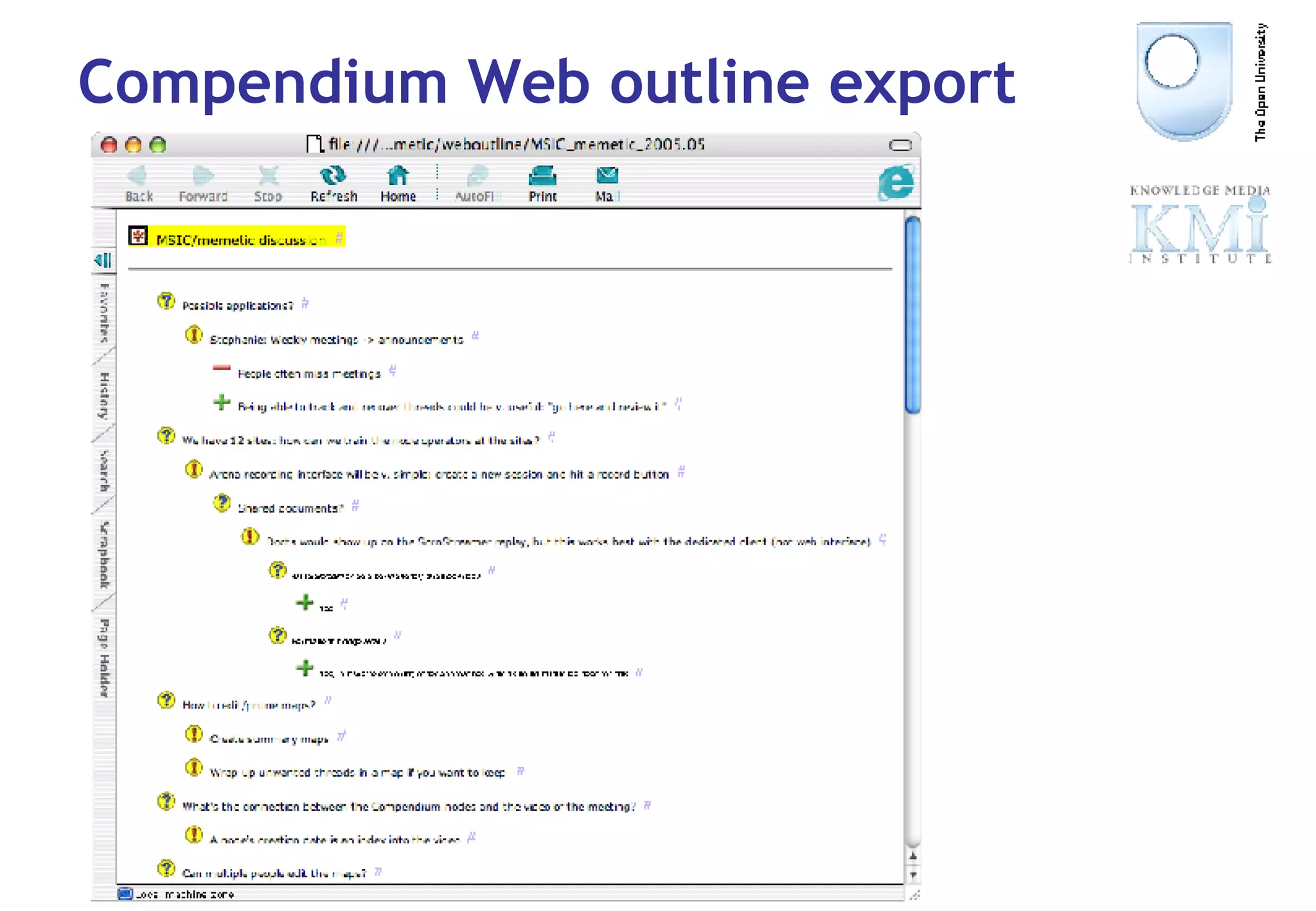 Compendium Web outline export  