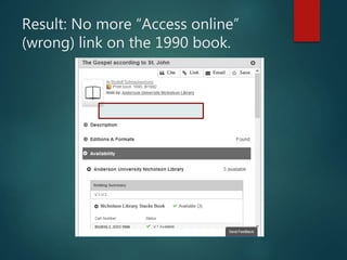 Tips for fixing OCLC Knowledge Base broken links | PPTX
