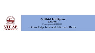 Artificial Intelligence
(CSE3002)
Winter Semester 2022-2023
Knowledge base and Inference Rules
 