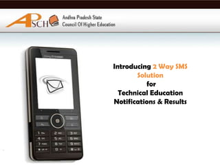 Introducing 2 Way SMS Solution  for Technical Education Notifications & Results 