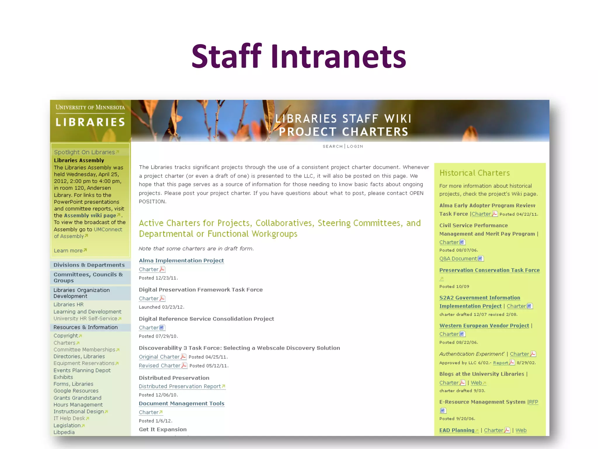 Staff Intranets
 