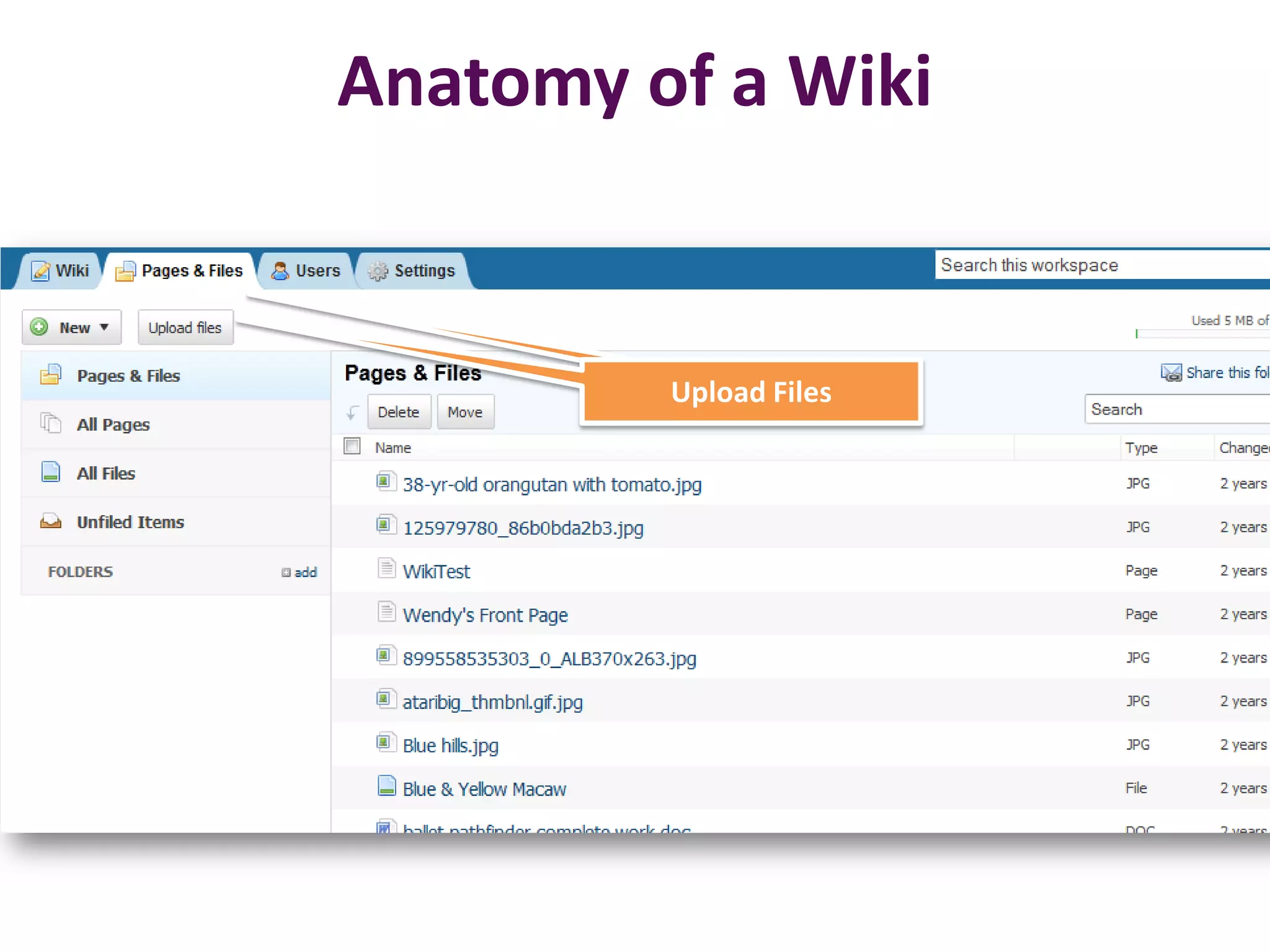 Anatomy of a Wiki


         Upload Files
 