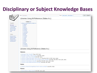 Disciplinary or Subject Knowledge Bases
 