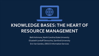 KNOWLEDGE BASES:THE HEART OF
RESOURCE MANAGEMENT
 